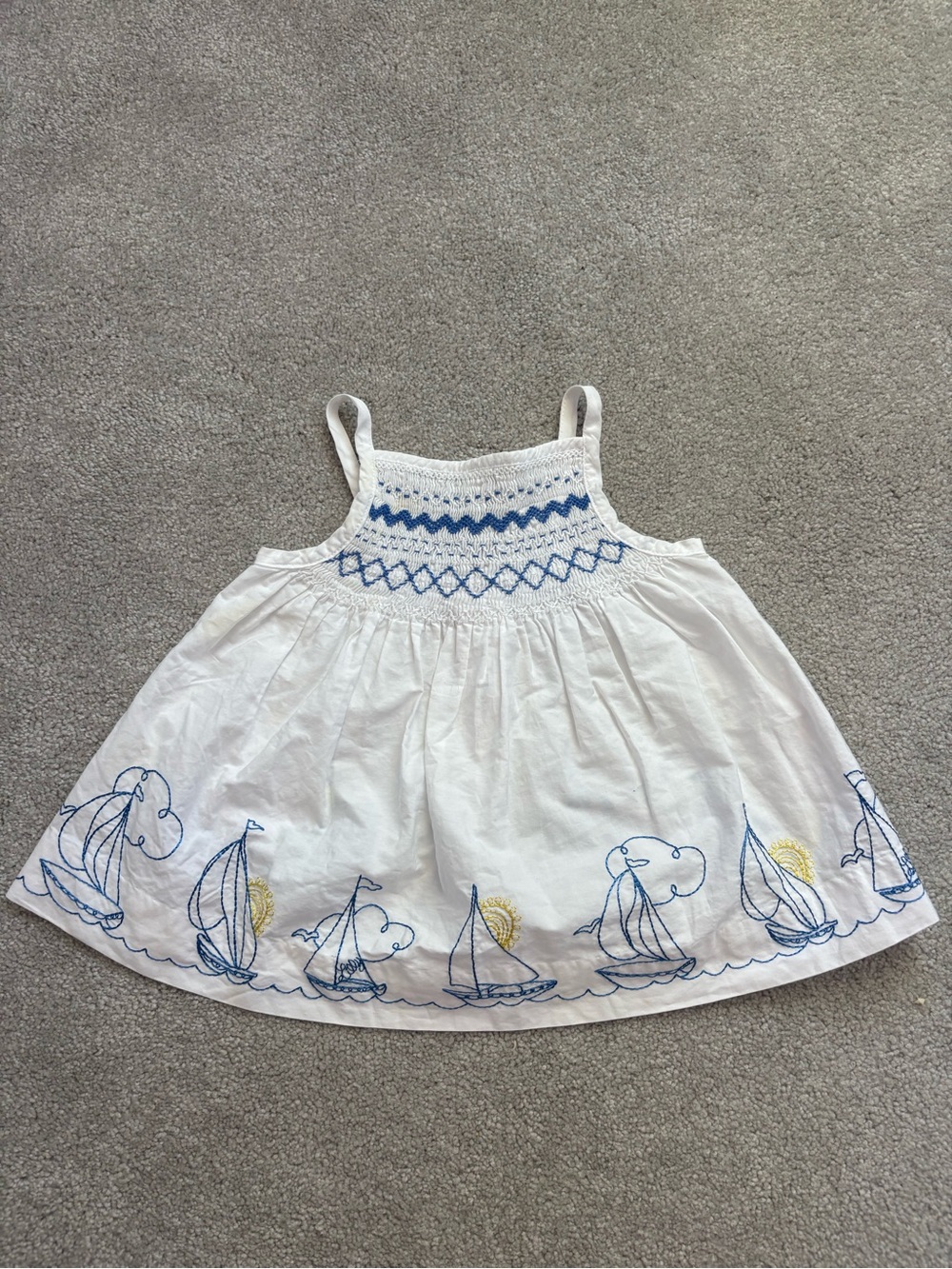 Lilly Pulitzer White Tank Top with Blue Sailboat Embroidery